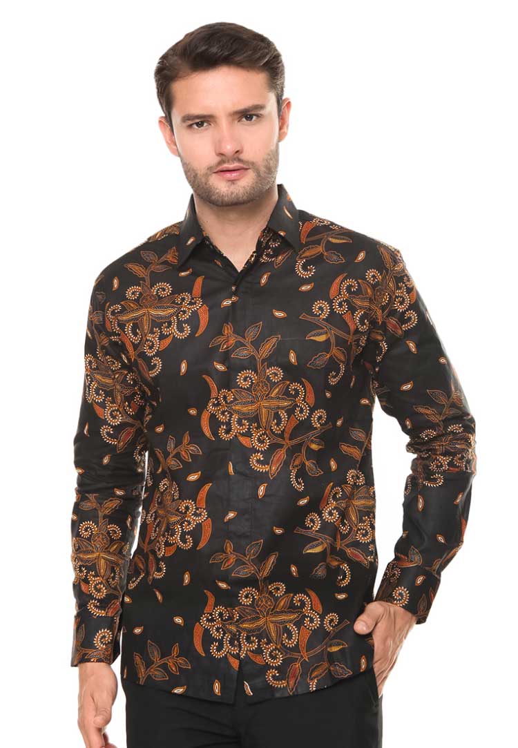 model baju batik pria gaul kombinasi polos modern