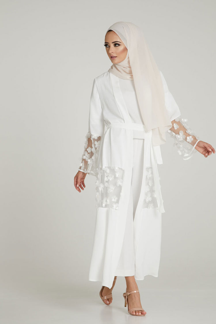 model gamis putih mewah modern elegan brokat