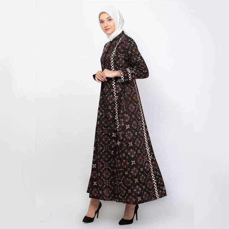 model gamis batik kombinasi formal fashion modern