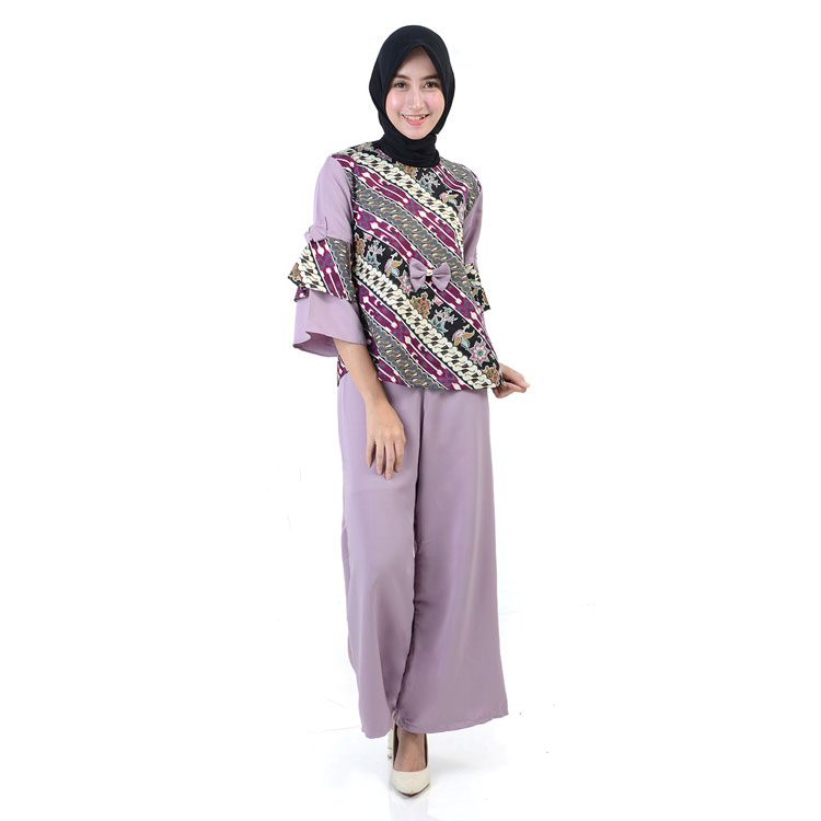 model baju batik kombinasi polos elegan
