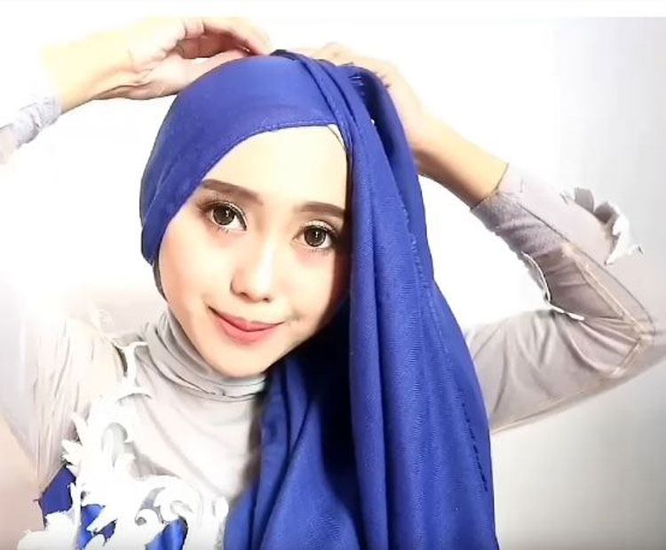 tutorial hijab syar i untuk kebaya