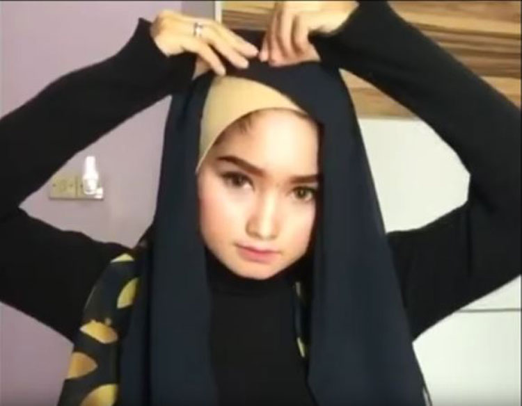 tutorial hijab gamis pesta