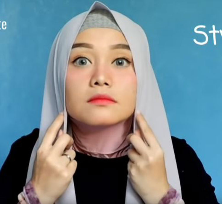 tutorial hijab pashmina renda