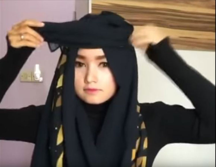 foto tutorial hijab ke pesta