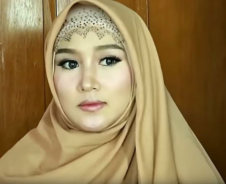 tutorial hijab segi empat pesta tanpa ciput