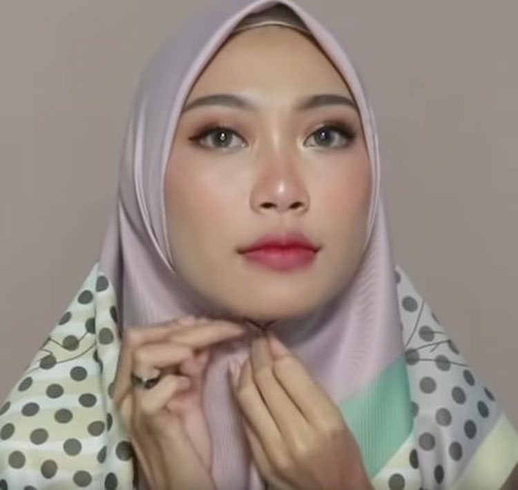 tutorial hijab segi empat lilit leher