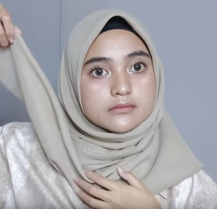tutorial hijab segi empat rempel