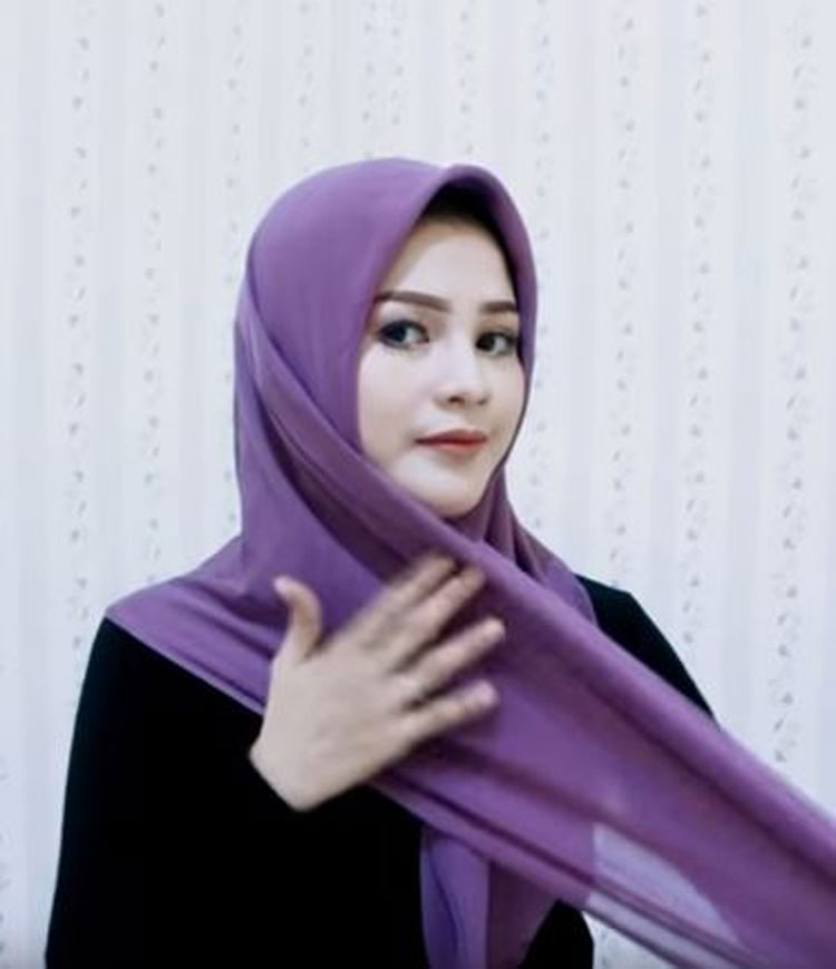 tutorial hijab segi empat ikat leher
