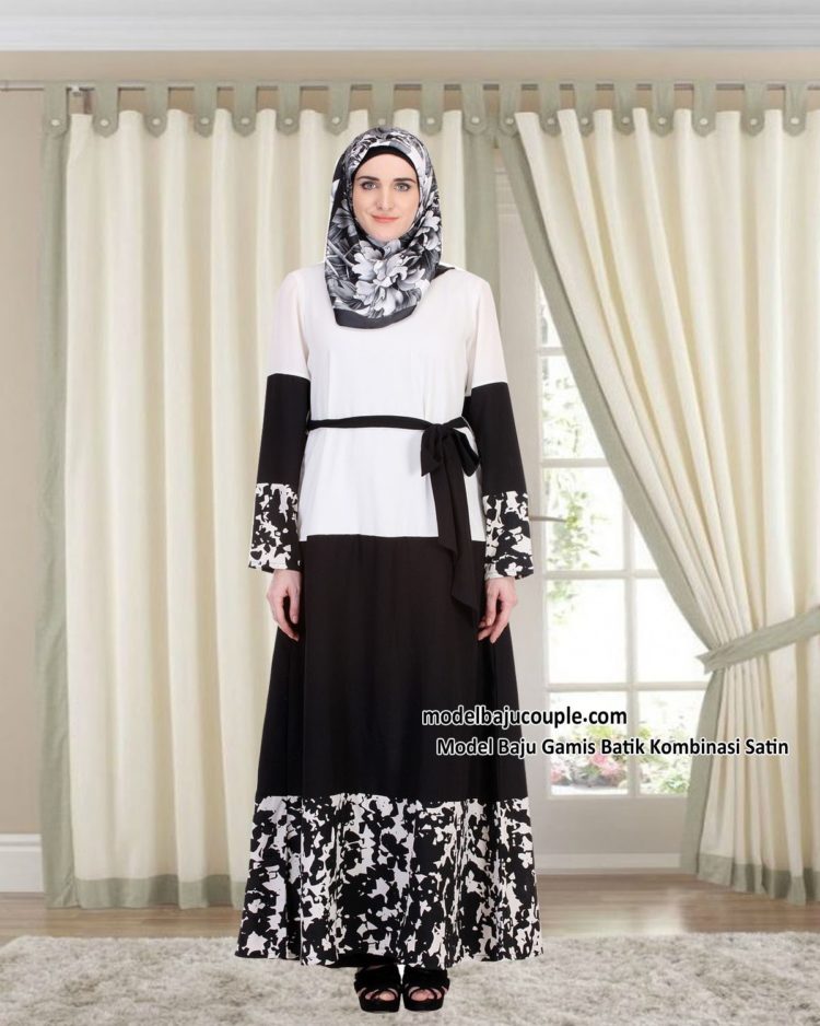 model long dress batik kombinasi brokat modern