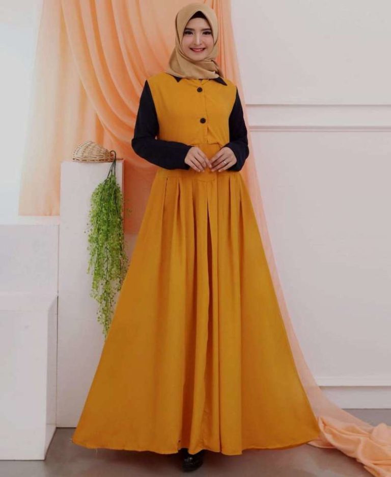 √ 30+ Model Gamis Kombinasi (POLOS, BROKAT, SATIN, MODERN)