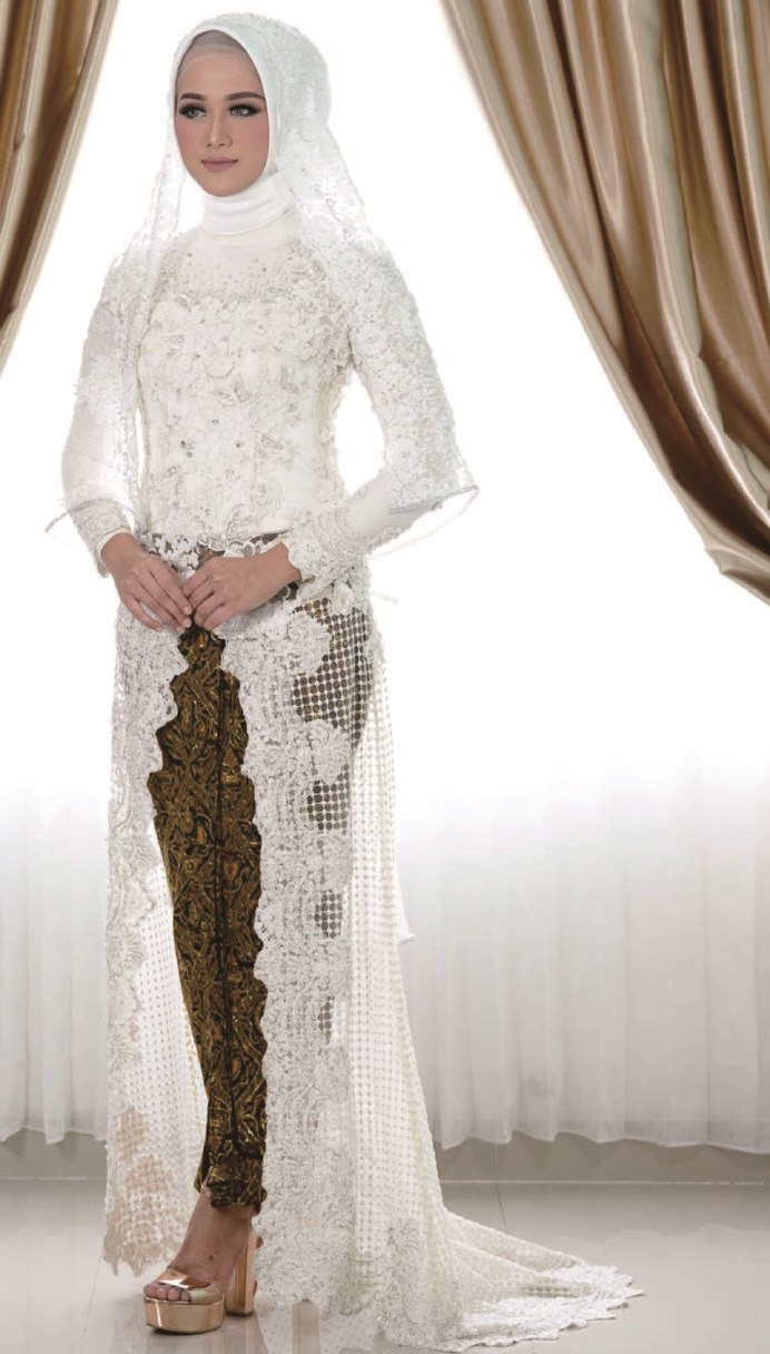 model kebaya putih akad nikah pengantin modern
